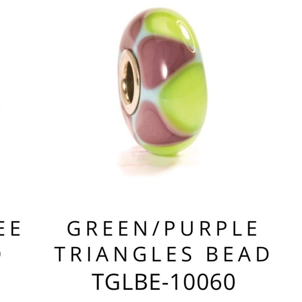 Retired Trollbead Charm-Green Purple Triangle Bead